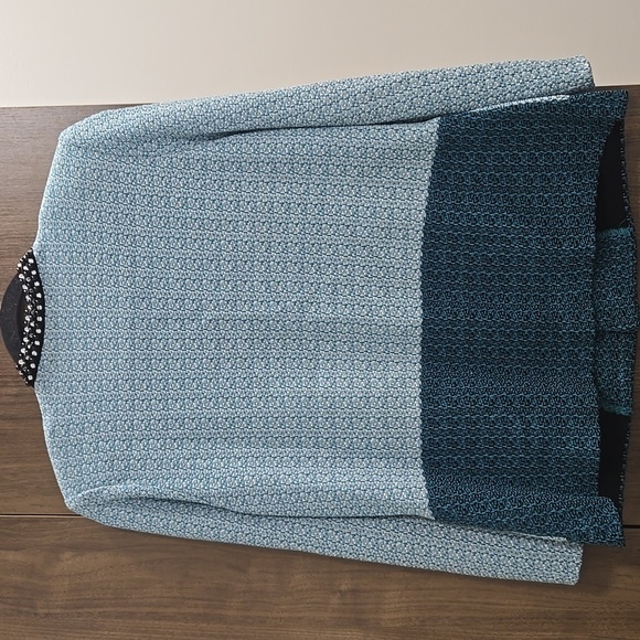 Misook-Open Cardigan Hook Closure Long Sleeve Knit Beaded Blue-Size Small - Picture 15 of 17